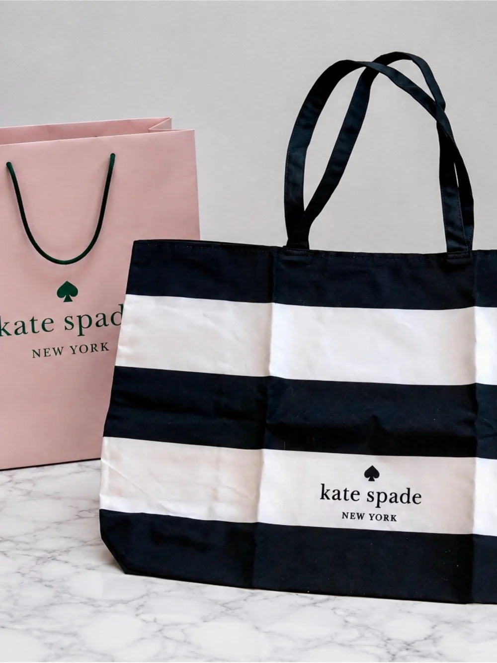 kate spade Black and White Striped Canvas Tote - Picture 1 of 3